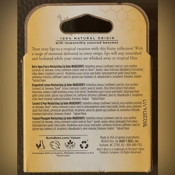 Burt's Bees Lip Balms — Tropical Retreat 4 Pack Set - Picture 10 of 16